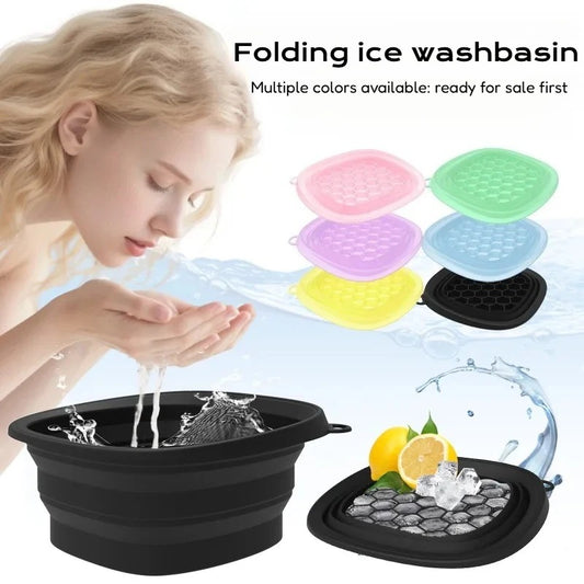 Collapsible Silicone Face Ice Bath Tray – Cold Therapy Facial Bowl for Puffiness, Glowing Skin & Travel Beauty Care